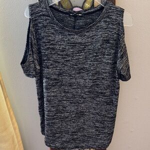 rag & bone Charcoal Heathered Short Sleeve Cold Shoulder Top